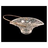 Avon Clear Pressed Glass Basket with Metal Handle