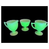 VTG McKee Laurel French Ivory Uranium Glass Set