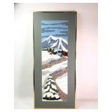 Vintage Crewel Embroidery Winter Scape 13' x 22'