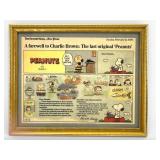 Framed Detroit News Peanuts Farewell Comic