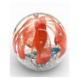 Crystal Clear Art Glass Floral Paperweight