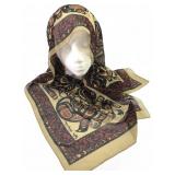 Jocelyn Wauge Sheer Silk Inuit Design Scarf