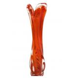 MCM Orange Swirl Art Glass Swung Vase