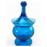 VTG Italian Empoli Blue Optic Glass Apothecary Jar