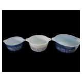 VTG Pyrex Blue Colonial Mist Nesting Cinderella Bo