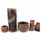 Chinese Yixing Zisha Pottery Dragon Motif Vessels