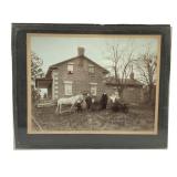 Antique Brick Farmhouse Family Portrait Photograph