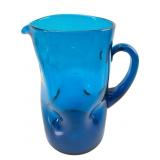 MCM Blenko Turquoise Hand-Blown Glass Pitcher