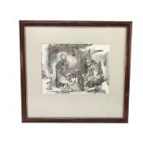 Eleanor, Cairo Series Ink Wash Drawing, 1965