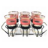 MCM 6 Bar Glasses with Caddy