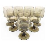MCM Libbey Tawny Accent Smokey Brown Wine Glasses