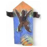 Signed Sand Cast Art Glass Figural Sculpture