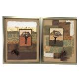 JoAnne Casey Signed Mixed Media Paper Collages, Pr