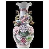 Chinese Style Porcelain Floral and Dragon Vase
