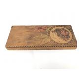 Pyrography Wooden Box W/ Floral & Woman Design