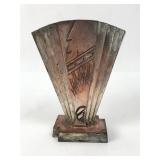 Art Deco Cast Metal Vase Made In Japan
