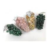 4 Stone Grapes With Metal Leaves