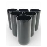 Vtg Libbey Solid Black Glass Tumbler Set Of 6