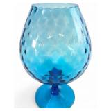 Empoli Italian Art Glass Peacock Blue Optic Snifte