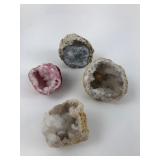 Group of Four Natural and Dyed Quartz Geodes