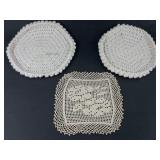 Hand-Crocheted Cotton Doilies, Set of 3
