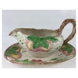 Fitz and Floyd Fruit Garden Gravy Boat and Tray