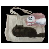 M. McAuliffe Hand-Painted Persian Cat Tote and Pil