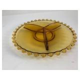 Anchor Hocking Amber Glass Booped Edge Relish Dish