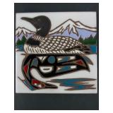 Mag Mor Studios Hand-Painted Loon Ceramic Tile