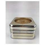 Culver Chrome and Cork Square Coaster Set