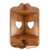 Handcrafted Pine Corner Shelf with Heart Cutouts