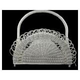 Victorian Style White Wicker Magazine Rack