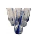 Libby blue ribbon Set of 6 Hand-Blown Blue Swirl A