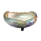 Hand-Painted Porcelain Footed Bowl with Violets