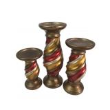 Set of 3 Graduated Spiral Ceramic Candle Holders