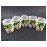 Set of 5 Hand-Painted Frosted Palm Tree Shot Glass