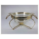 Fire King Glass Divided Chafing Dish with Stand