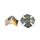 PGH Junior Fireman and US-German Flag Pins