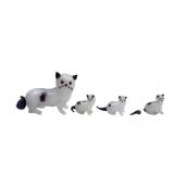 Hand-Blown Glass Cat and Three Kittens Set