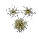 Set of 3 Galvanized Metal and Wire Floral Wall Art