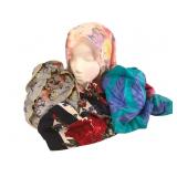 Lot of 4 Floral Silk and Fashion Scarves