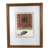 D. Lawton Signed Mixed Media Artwork with Feather