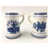 Pr. Blue and White Ceramic Miniature Steins
