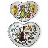 Pair of vintage Heart-Shaped Metal Trays