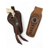 Hubley Die-Cast Cap Gun with Leather Holsters