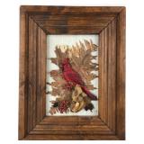 McGee Signed Mixed Media Cardinal Shadowbox Art