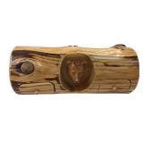 Hand-Carved Log with drawers and Bear Motif