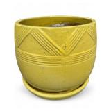 MCM Yellow Glazed Ceramic Planter with Saucer