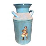 Vintage Painted Metal Milk Can with Patriotic Moti