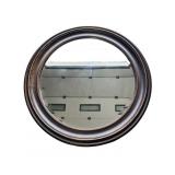 Round Beveled Wall Mirror with Bronze Finish Frame